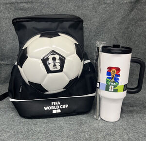 Official FIFA World Cup 26 Soccer Ball Backpack & 40oz Insulated Tumbler Set NEW